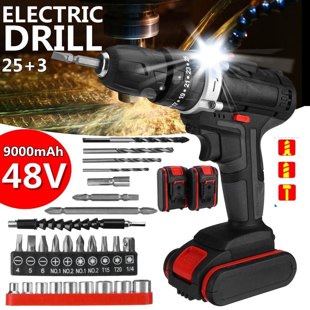 3 в 1 электрическая дрель-шуруповерт 2 скорости 25 3 динамометрический ключ набор электроинструментов 88 В с 2 шт. аккумулятор 6000 мАч аксессуары для дрели