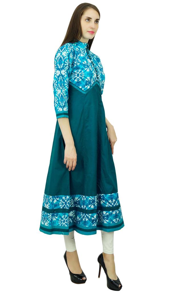 Phagun Хлопковая блузка Anarkali Kurti Flai из окрашенного в технике галстука Kurta Gift