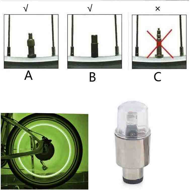 1Pcs Round Valve Cap LED Light Wheel Tyre Lamp for Car Motorbike Bike YS