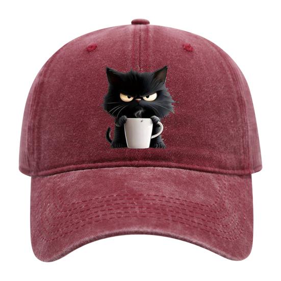 Бейсболка с кошачьим узором, регулируемый солнцезащитный козырек, изогнутые поля, солнцезащитная шляпа, унисекс, хип-хоп, повседневный стиль, выстиранная кофейная кепка