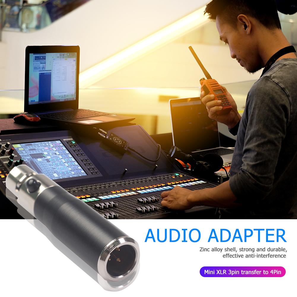 Mini XLR 3 4 Pin Female Mini Connector Audio Adapter Audio Connector Adapter Gold-plated Microphone Audio Equipment