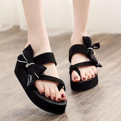 Платформа с бантом Женские тапочки и женские сандалии для улицы на пляж Шлепанцы Обувь Корейский стиль Лето 2025 Оптом Шлепанцы