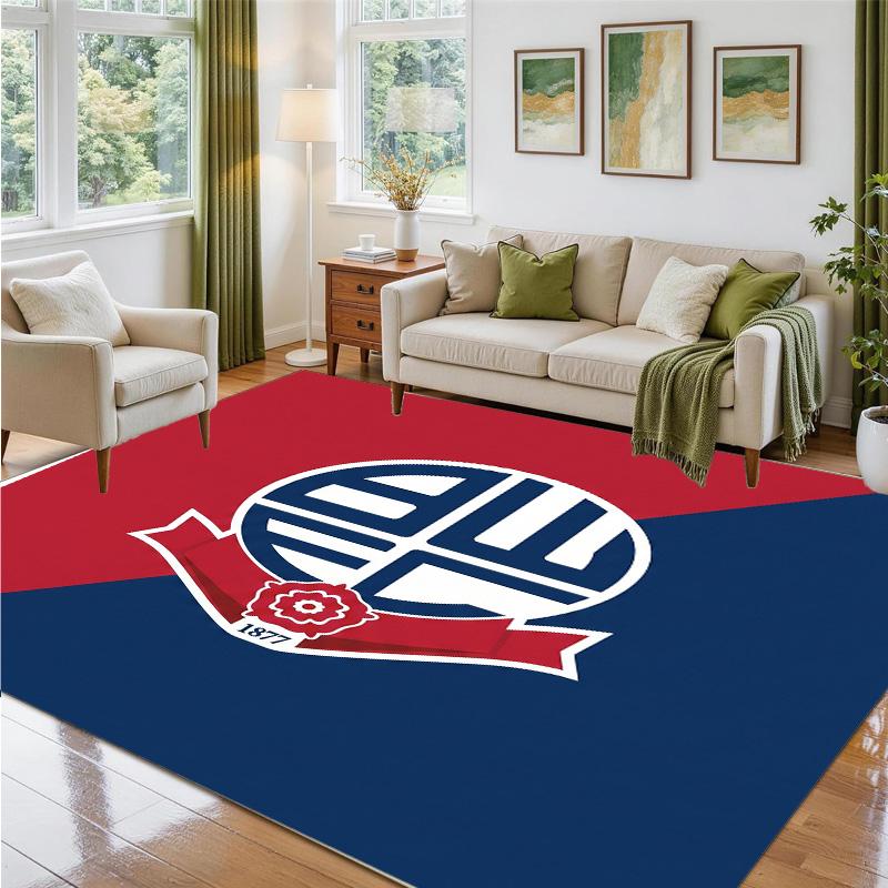 Bolton Wanderers FC Design Crystal Velvet Rug Soft Decorative Mat for Bedroom Entrance
