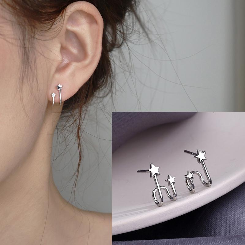 VENTFILLE 925 Stamp Silver Color Star Earrings for Women Crystal Jewelry Girls Birthday Gift Dropship Wholesale