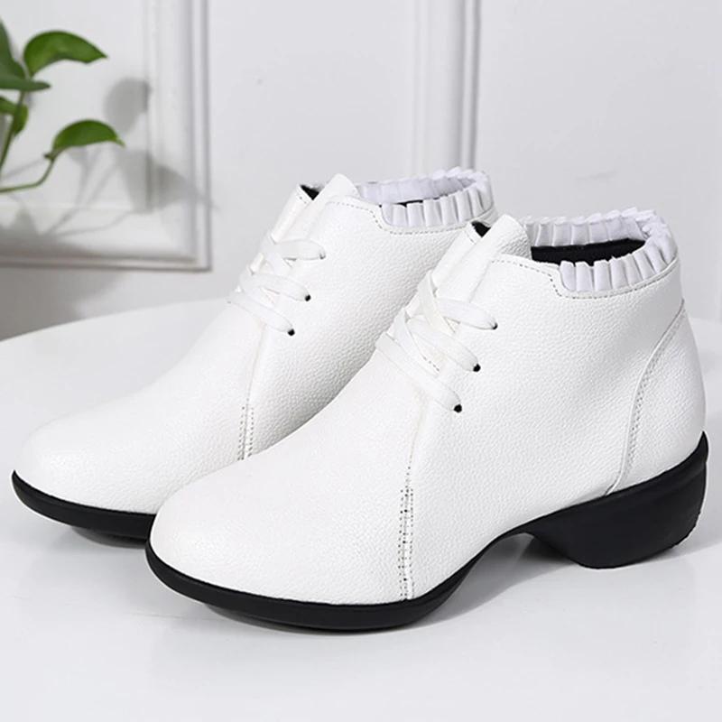 Обувь для латинских танцев, сальса, бальные туфли, женская обувь с мягкой подошвой, дышащая искусственная кожа, женская обувь для тренировочных танцев, каблук 4 см, женские танцевальные кроссовки