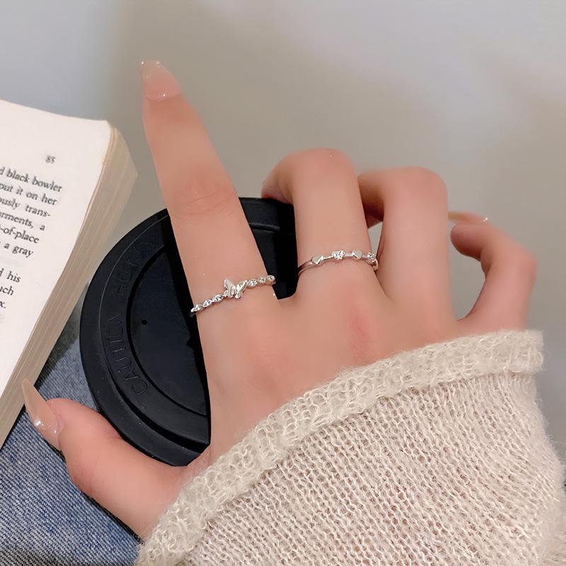 Комплект колец Love с корейским цирконием — роскошные простые кольца для универсального стиля