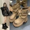 Short Trouser Boots Martin Boots Women's 2025 Autumn and Winter New Fashionable Versatile Thick-soled Explosive Boots Retro Short Boots