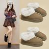 Casual Chunky Platform Snow Boots for Women Winter Warm Faux Suede Ankle Booties With Faux Fur Lining Women's Comfortable Anti-Slip Short Boots Shoes