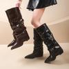 Designer Women's Boots Spring Cosy Pointed Toe Woman Shoes Sexy Knee-High Boots for Women Belt Buckle Thick Heel Boots