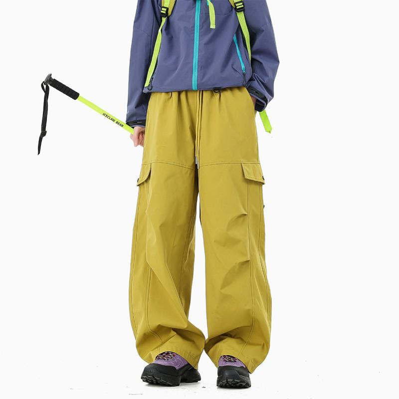 Men Women Casual Cargo Pants With Large 3D Pockets Elastic Waist Loose Fit Streetwear Trousers Outdoor Daily Wear