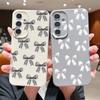 Мягкий противоударный чехол с принтом банта для Samsung S25 S24 FE S23 Ultra S22 A36 A56 A55 A16 A26 A35 из кожи с текстурой ТПУ, тонкий матовый чехол-бампер