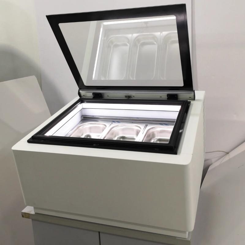 220V Desktop 3-tray Ice Cream Display Cabinet Small Capacity Freezing Small Glass