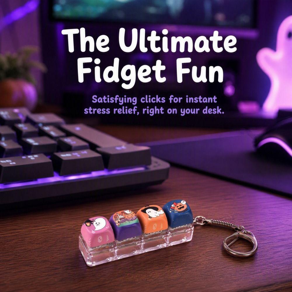 Halloween Pattern Halloween Fidget Pressing Keychain 4 Keys Keyboard Fidget Daily Use