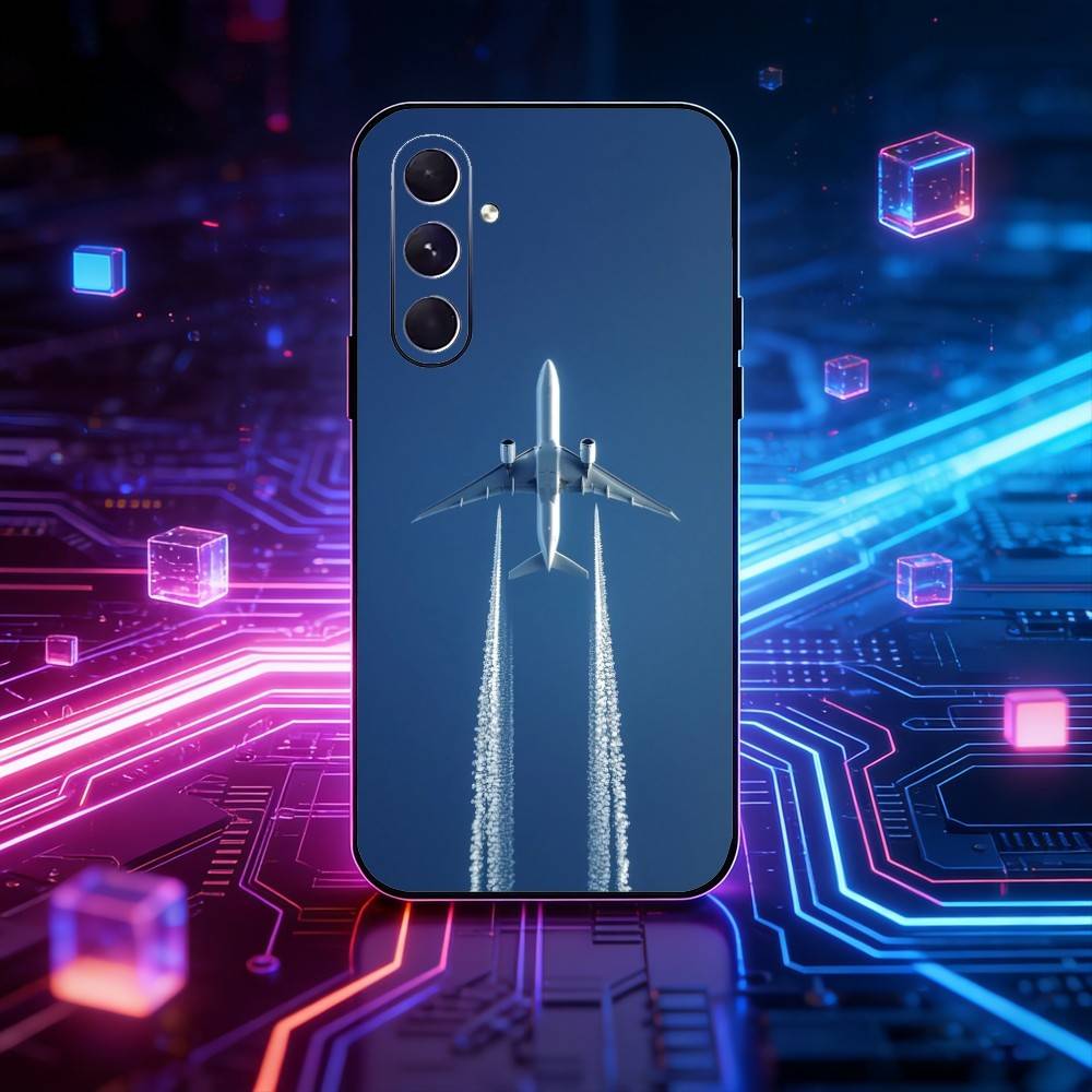 Чехол для телефона с рисунком самолета для Samsung Galaxy A73, A21s, A22, A31, A52, A53, A71, A41, Мягкий черный корпус