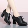 Women's High Heels, Thick Heels, Deep Mouth Single Shoes, Waterproof Platform, Genuine Leather, Comfortable Spring and Autumn Women's Shoes