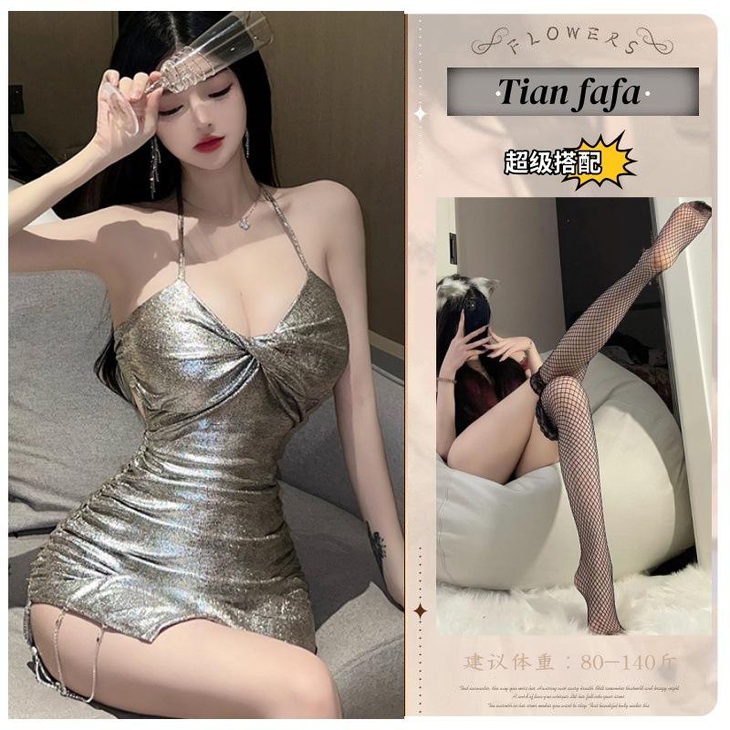 Sex underwear, passion, sexy buttocks, small breasts, pajamas, hot, pure desire, temptation, buttocks, split skirt set