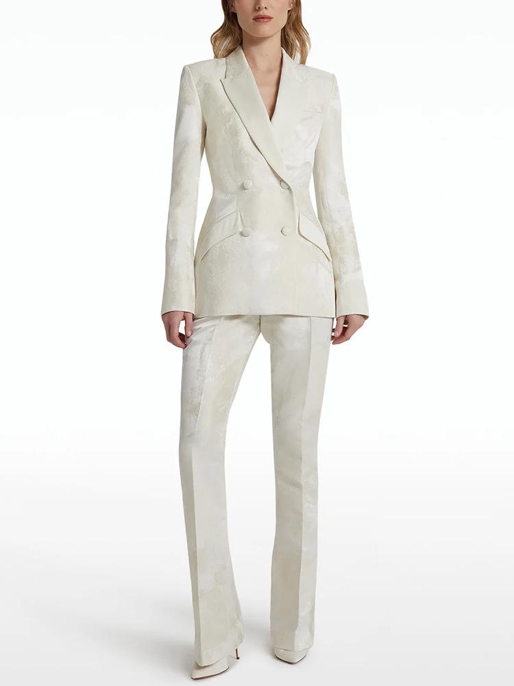 В наличии: 2025 Европейская и Американская Мода Знаменитостей Элегантный Жаккардовый Двубортный Пиджак Комплект