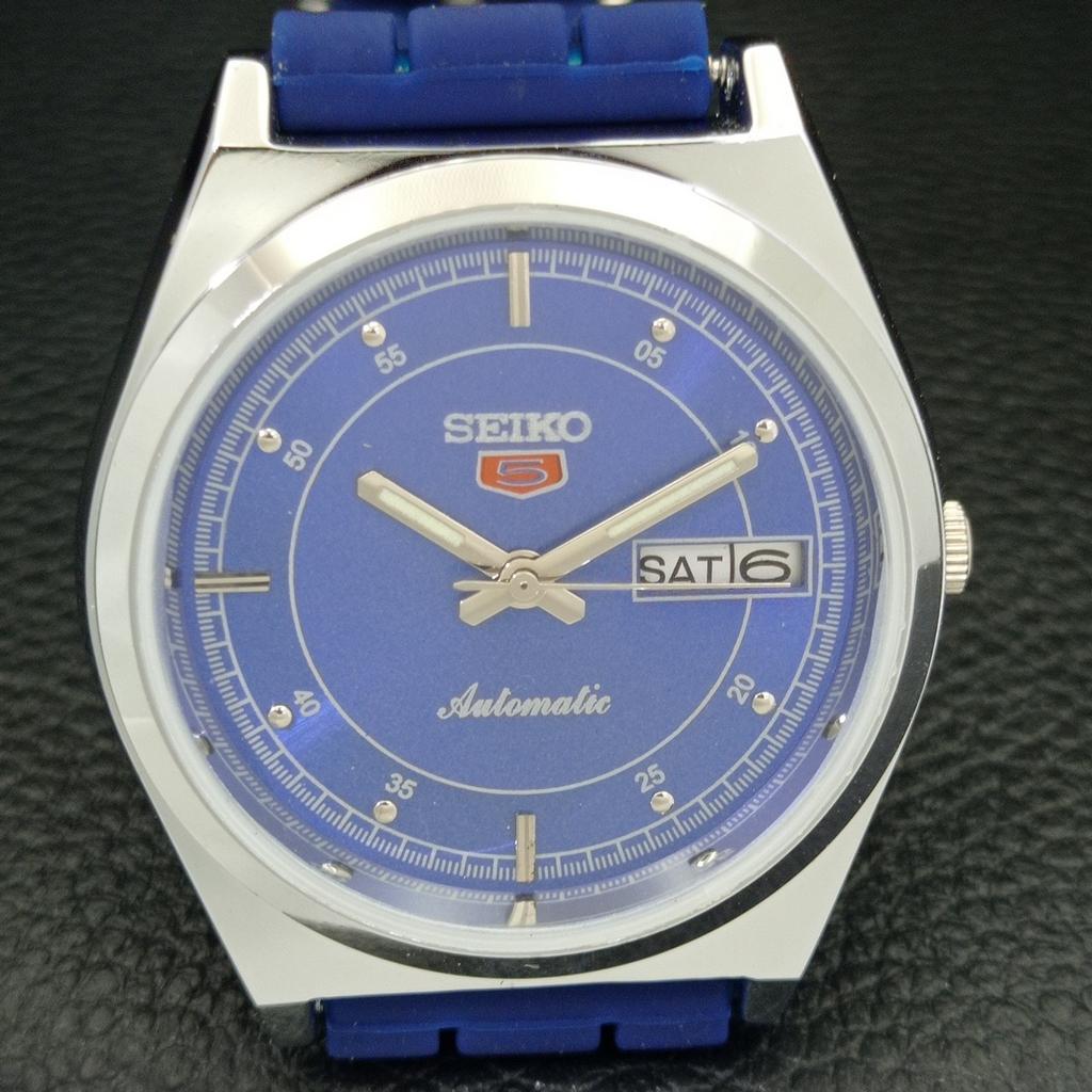 ВОССТАНОВЛЕННЫЕ ВИНТАЖНЫЕ МУЖСКИЕ ЧАСЫ SEIKO 5 AUTOMATIC JAPAN С СИНИМ ЦИФЕРБЛАТОМ a434683-2