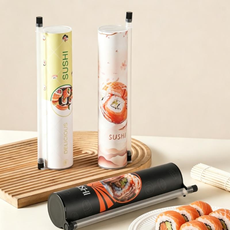 Round Sushi Push Box High Quality Food Grade Sushi Mold with Sauce Straw for Family DIY Sushi Making Picnic