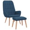 Blue Fabric Relaxation Armchair with Footstool