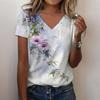 Женская футболка Летняя Повседневная Уличная V-образный вырез Женская С коротким рукавом С принтом Всегда в тренде Свободная и Удобная Короткий стиль