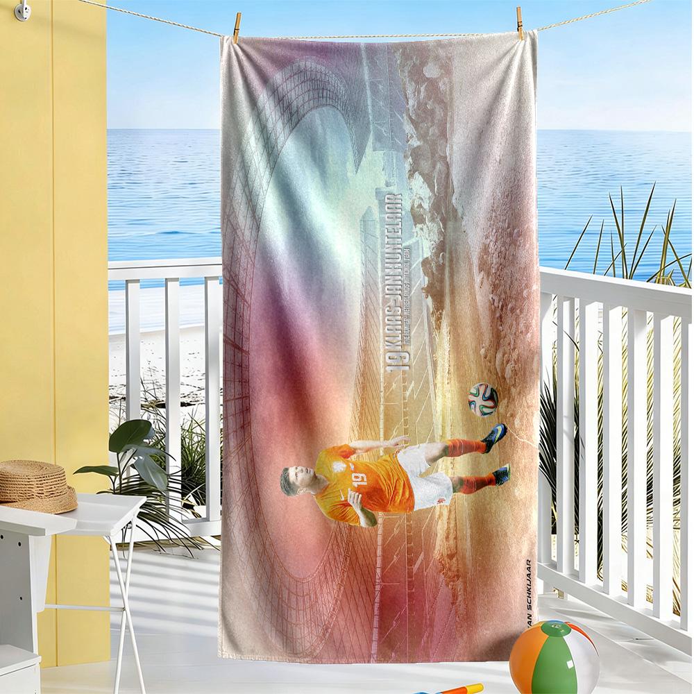 Football Player Action Beach Towel Quick-Dry Soft Microfiber Comfortable Lightweight