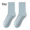 Lightweight Breathable Hosiery Crew Socks for Women, Solid Color Mid-calf Socks, Non-binding Comfortable Mid Calf Daily Yoga And Sports, Casual