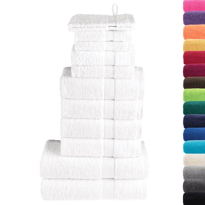 VidaXL Ensemble de Serviettes de Qualité Supérieure 12 pcs, Essuie-mains, Serviettes de Douche, Draps de Bain, Serviettes 137570