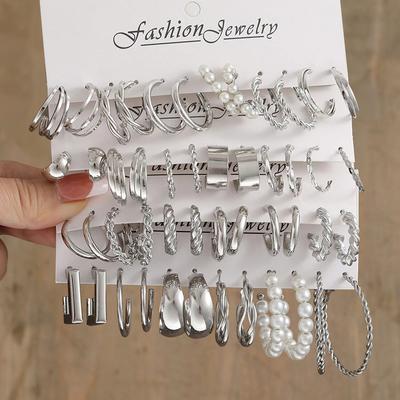 Серебряный цвет Twist Hoop серьги комплект для женщин ювелирные изделия pendientes винтажные круглые геометрические висячие серьги модные подарки