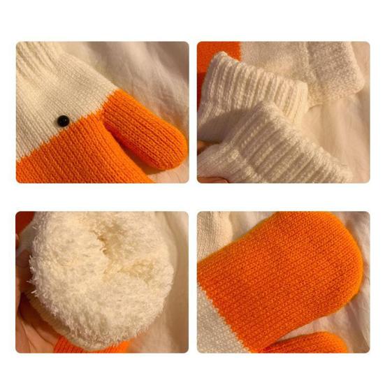 Зимние варежки-гуси, забавные гусиные теплые вязаные перчатки на флисовой подкладке, милые термо-варежки, подарок для женщины, девушки, ее