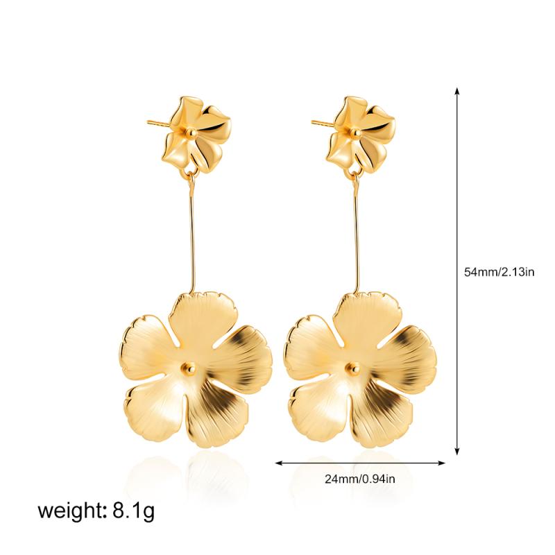 Hollow Out Flower Pendant Earring Lovely Imitation Pearl Hoop Earings 18K Gold Plated Stainless Ear Stud Fashion Jewelry Gifts