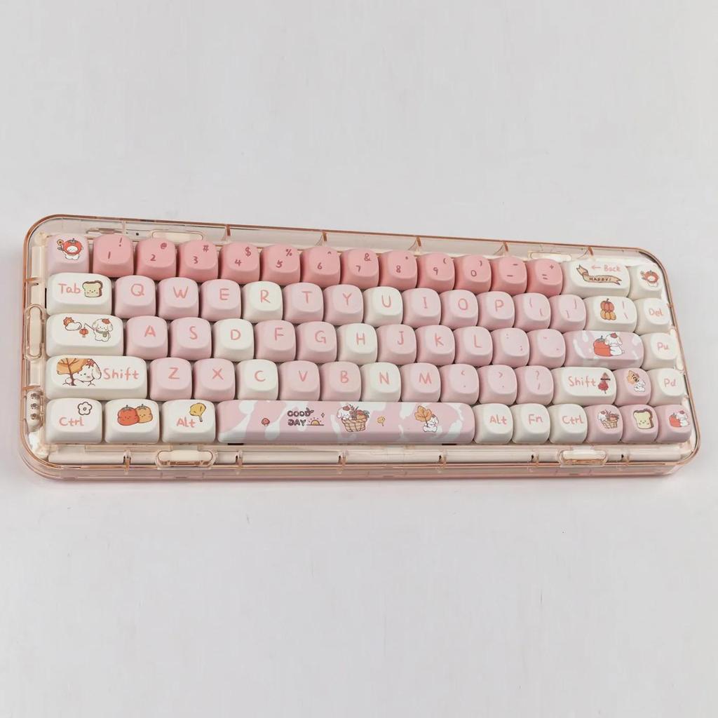Набор колпачков для клавиш Ice Cream Bear Cute Blue Keycaps Set - сублимированный, 75-98 клавиш, полный набор для механических клавиатур