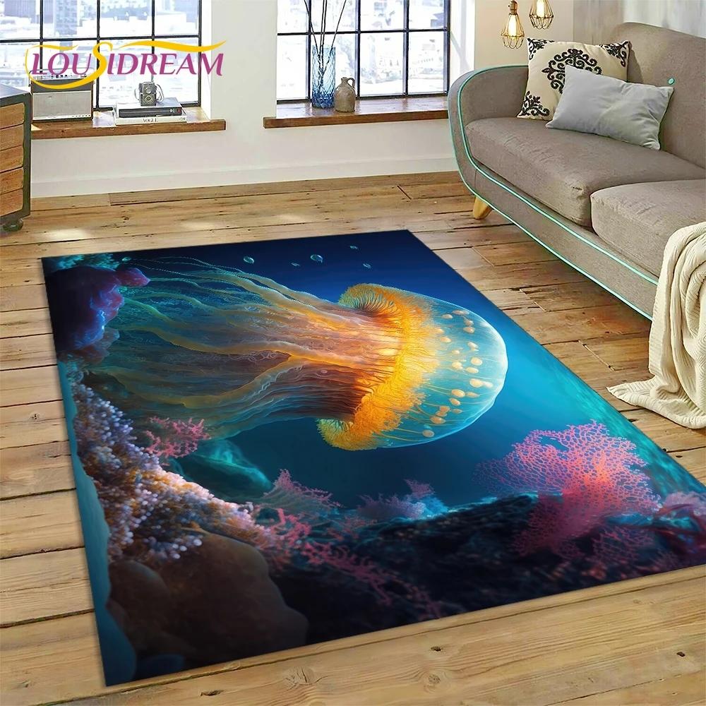 3D подводный мир, морское дно, Дельфин, мультяшный ковер, ковер для гостиной, спальни, домашний декор, нескользящее украшение для дивана, подарок ребенку