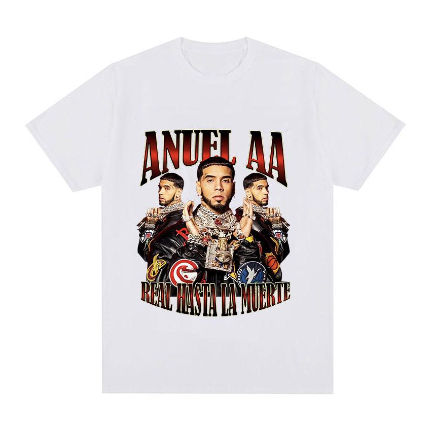 Rapper Anuel AA Retro Graphic T Shirts Unisex's Hip Hop Trend Oversized T-shirt Unisex 100% Cotton Fashion Tshirt Gothic Streetwear
