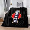 3D Soft Flannel Blanket Martini logo Stripe Print Throw Blanket Warm Plush Cover for Bed Sofa Bedroom Camping Travel Home Decor