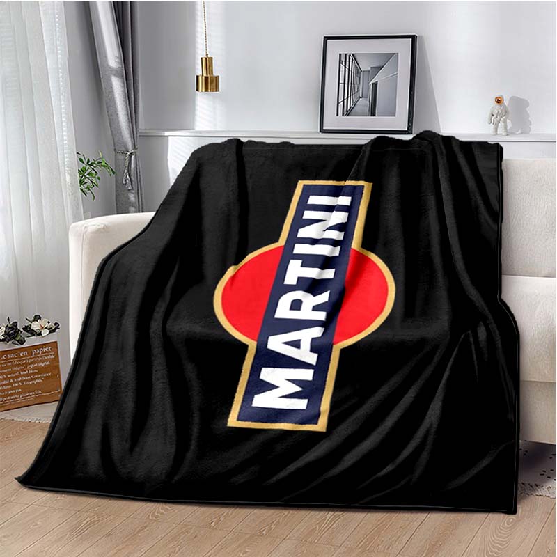 3D Soft Flannel Blanket Martini logo Stripe Print Throw Blanket Warm Plush Cover for Bed Sofa Bedroom Camping Travel Home Decor