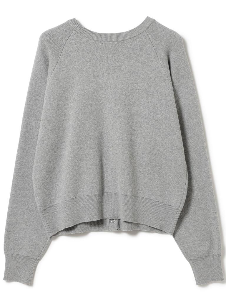 В:MING LIFE STORE от BEAMS Женский кардиган с длинным рукавом, вязаный, двусторонний, типа свитшота, ТОПОВО-СЕРЫЙ, Свободный размер