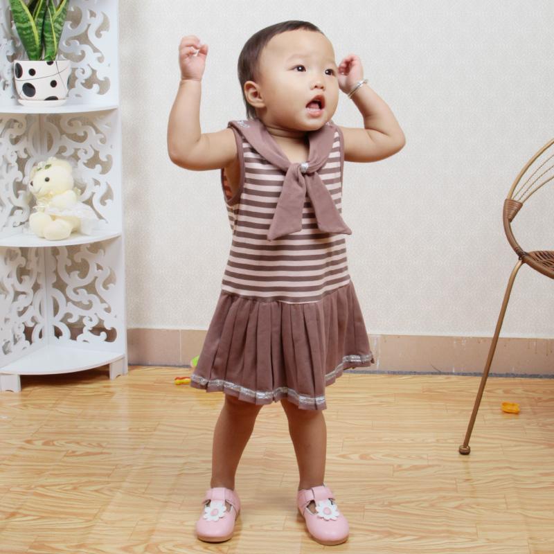Одежда для новорожденных девочек, хлопковая весенне-осенне-летняя жилетка, юбка, платье в полоску, детская одежда, одежда