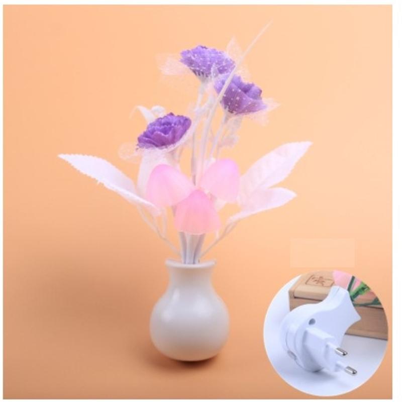 Светодиодный сиреневый ночник Прекрасный красочный гриб Романтический сиреневый ночник с умным датчиком света