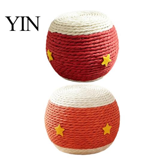 Interactive Pet Toys Cat Scratching Ball, Drum Shaped Paper Rope Indoor Exercise Toy Rolling Ball for Cats to Scratch, Pat, Bite Natural Material