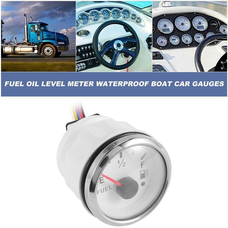 A73Q-52Mm Fuel Level Gauge 0-190Ohm Switchable 240-33Ohm Fuel Oil Level Meter Waterproof Boat Car Gauges With Alarm