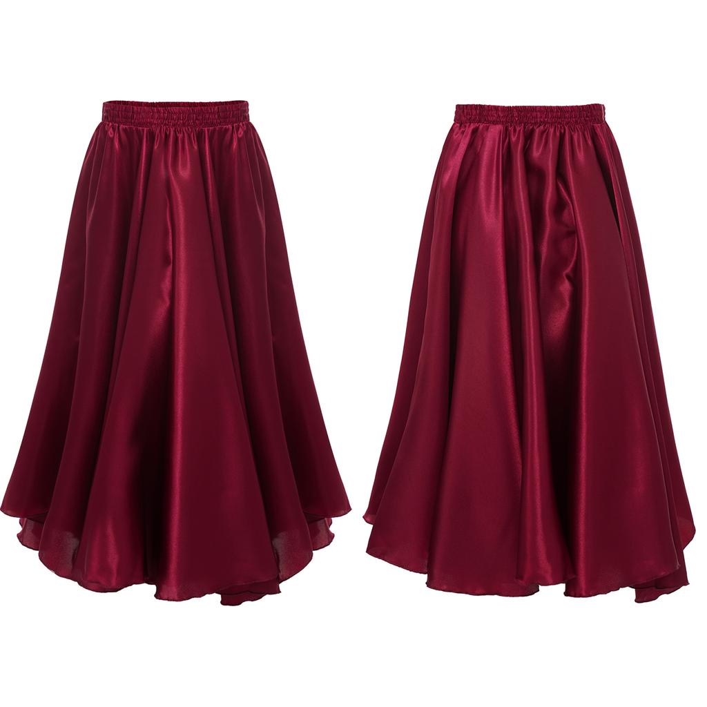 Kids Girls Stylish Dance Clothing Elastic Waistband Large Swing Loose Half-length Skirt