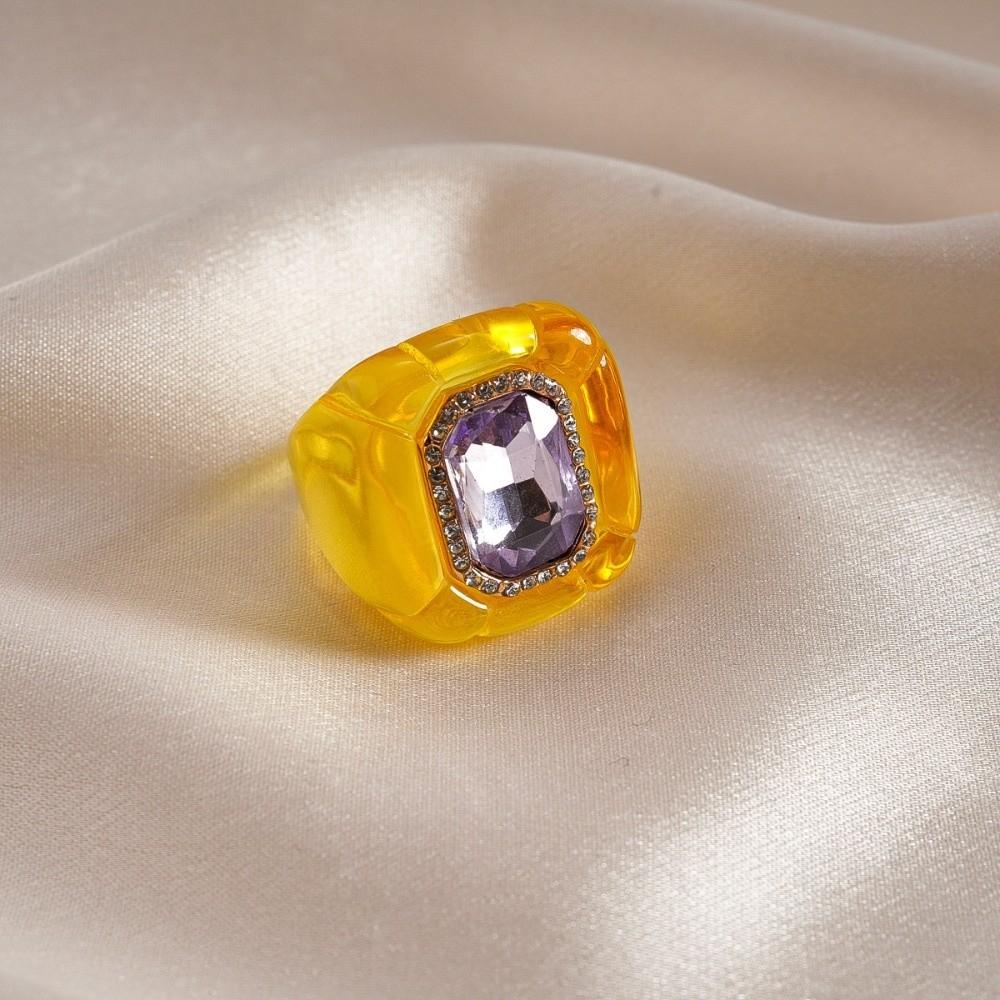 Candy Color Geometric Ring Y2K Classic Big Dome Plain Ring Hand Ornaments Acrylic Resin Ring  Party