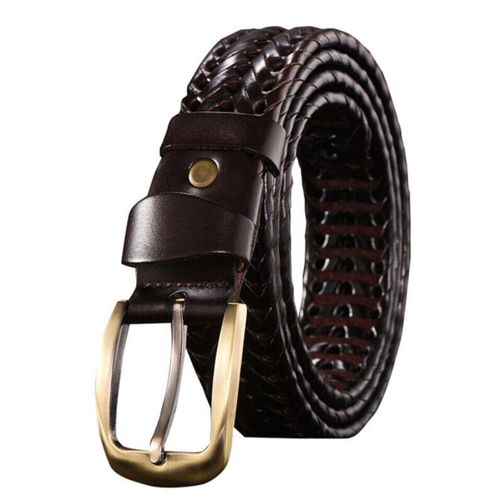 Leather Gold Pin Buckle Trousers Vintage Belts Waistband Jeans Strap Braided Belt