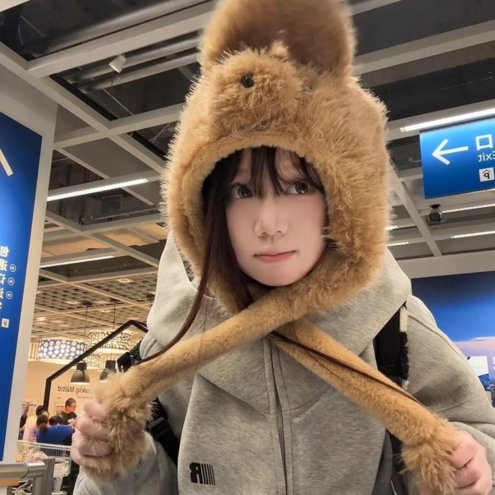 Warm Plush Winter Hat Cartoon Animal Pullover Cap Cute Dog Ear Hat For Women