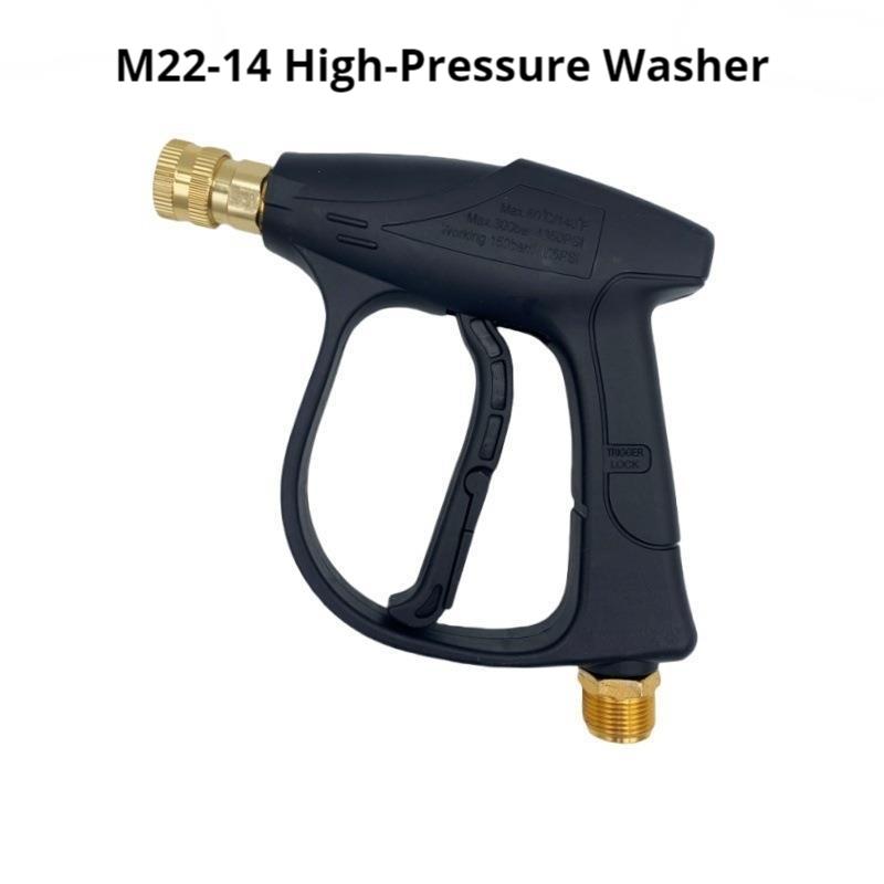 Short Handle High Pressure Washer Gun Single Water Gun Aluminum Alloy with 5 Nozzles & Karcher Adapter for Car Washing Garden
