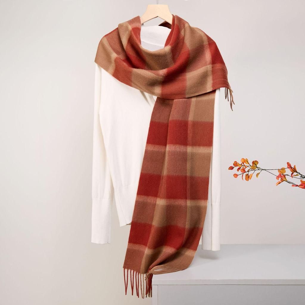 Warm Plaid Wool Scarf: Stylish British-Style Accessory for Men & Women, Perfect for Autumn & Winter