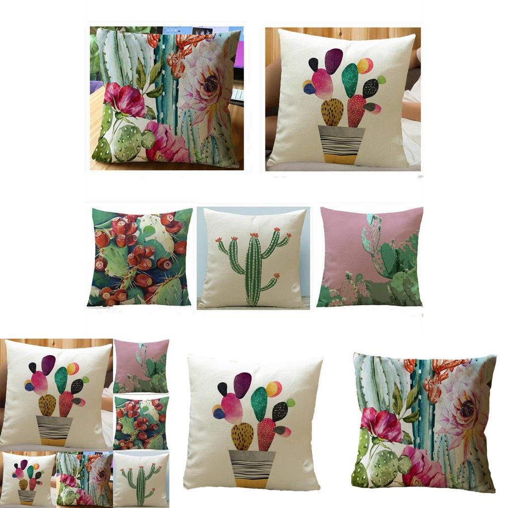 Timeless Tropical Flower Cactus Cushion Cover For Elegant Home Styling