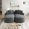 Comfortable Chenille Cloud Double Sofa, frameless design, extra-large double chaise longue, no assembly required, for living room, Grey