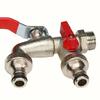 Double Head Outdoor Garden Water Faucet 1 Inlet 2 Outlet Irrigation Zinc Alloy Faucet Splitter with Nipple and Balcony Faucet
